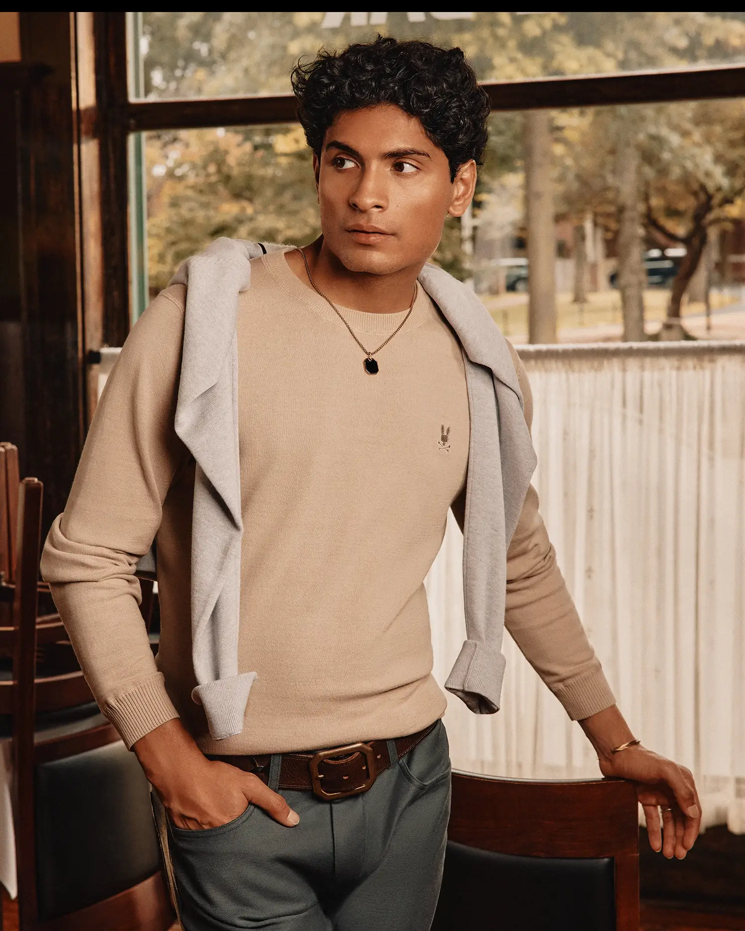 MENS BELMORE EXTRA FINE COTTON SWEATER - B6E832D200 - Image 3