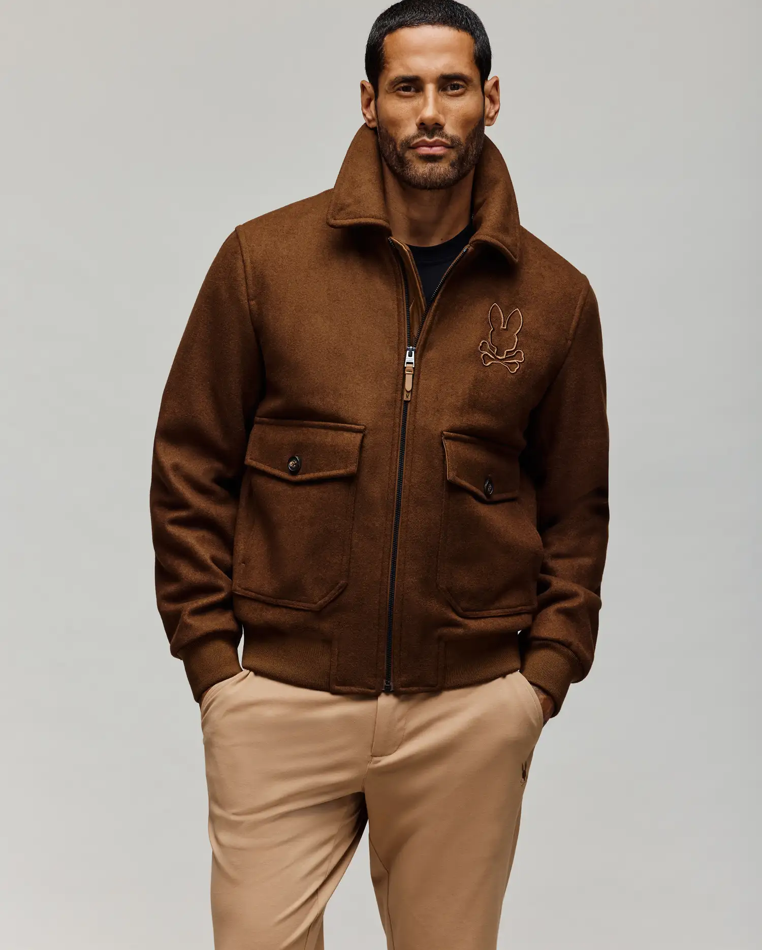 MENS GAVIN SOLID BOMBER JACKET - MO1100033 - Image 5